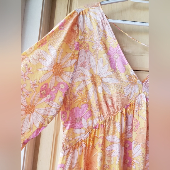 Floral V-Neck Swim Cover-Up Dress in Yellow & Pink - Picture 7 of 13